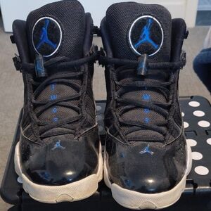 Jordan Kids Sneakers in Black with Blue Highlights